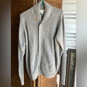 Orvis Mens Medium Full Zip Sweater Jacket Wool Outdoor Hunting Shooting Gray